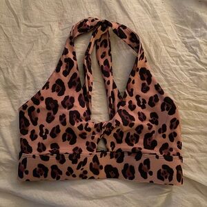 Leopard Print Halter Sports Bra